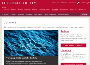 How royalsocietypublishing.org looks like on a tablet such as an iPad.