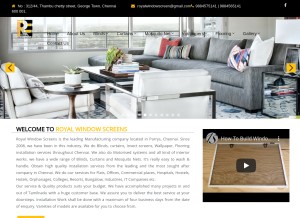 How royalwindowscreens.com looks like on a tablet such as an iPad.