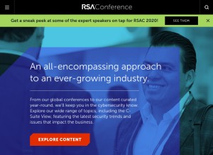 How rsaconference.com looks like on a tablet such as an iPad.