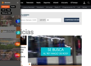 How rtve.es looks like on a tablet such as an iPad.