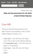 How ruby-doc.org looks like on a mobile device such as an iPhone.