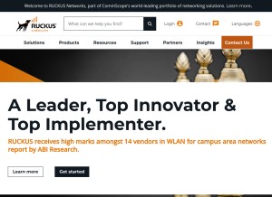 How ruckusnetworks.com looks like on a tablet such as an iPad.