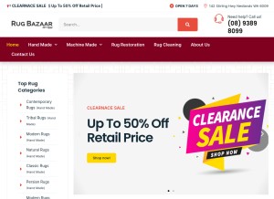 How rugbazaar.com.au looks like on a tablet such as an iPad.