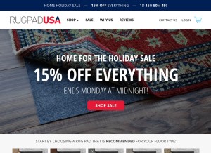 How rugpadusa.com looks like on a tablet such as an iPad.