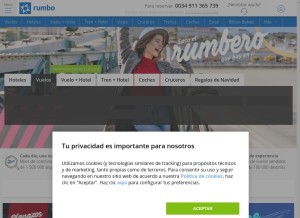 How rumbo.es looks like on a tablet such as an iPad.