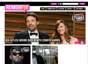 How rumorfix.com looks like on a tablet such as an iPad.