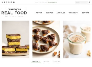 How runningonrealfood.com looks like on a tablet such as an iPad.