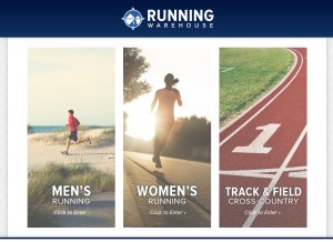 How runningwarehouse.com looks like on a tablet such as an iPad.