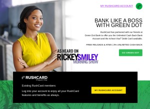 How rushcard.com looks like on a tablet such as an iPad.