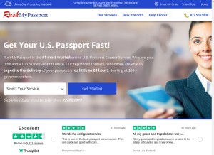 How rushmypassport.com looks like on a tablet such as an iPad.