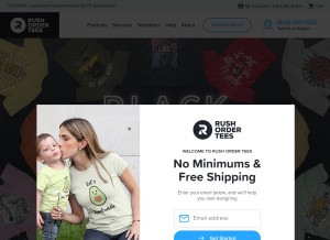 How rushordertees.com looks like on a tablet such as an iPad.