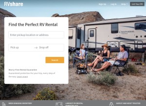 How rvshare.com looks like on a tablet such as an iPad.