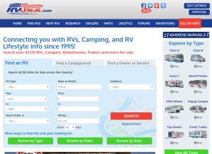 How rvusa.com looks like on a tablet such as an iPad.