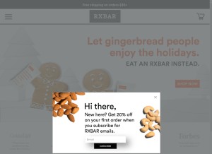 How rxbar.com looks like on a tablet such as an iPad.