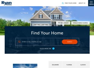 How ryanhomes.com looks like on a tablet such as an iPad.
