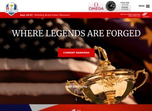 How rydercup.com looks like on a tablet such as an iPad.