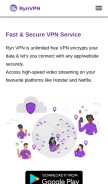 How rynvpn.com looks like on a mobile device such as an iPhone.