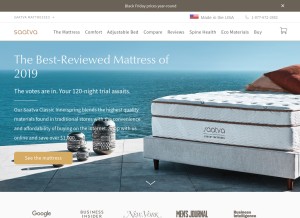 How saatvamattress.com looks like on a tablet such as an iPad.