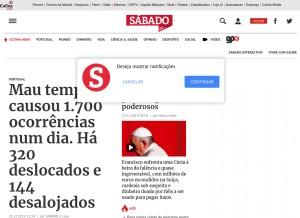 How sabado.pt looks like on a tablet such as an iPad.