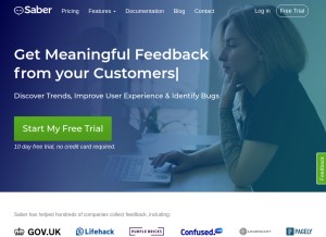 How saberfeedback.com looks like on a tablet such as an iPad.