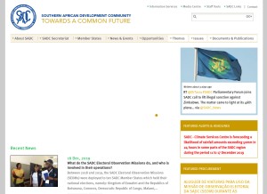 How sadc.int looks like on a tablet such as an iPad.