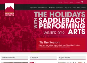 How saddleback.edu looks like on a tablet such as an iPad.