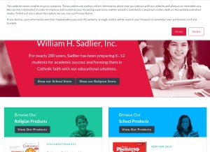 How sadlier.com looks like on a tablet such as an iPad.