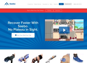 How saebo.com looks like on a tablet such as an iPad.