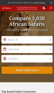 How safaribookings.com looks like on a mobile device such as an iPhone.