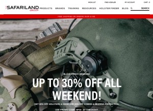 How safariland.com looks like on a tablet such as an iPad.