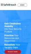 How safebreach.com looks like on a mobile device such as an iPhone.