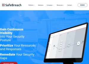 How safebreach.com looks like on a tablet such as an iPad.