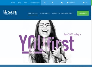 How safecu.org looks like on a tablet such as an iPad.
