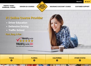 How safedriver.com looks like on a tablet such as an iPad.