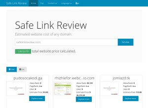 How safelinkreview.com looks like on a tablet such as an iPad.