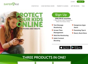 How saferkid.com looks like on a tablet such as an iPad.