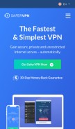 How safervpn.com looks like on a mobile device such as an iPhone.