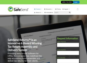 How safesendreturns.com looks like on a tablet such as an iPad.
