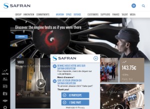 How safran-group.com looks like on a tablet such as an iPad.