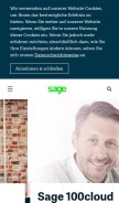 How sage.de looks like on a mobile device such as an iPhone.