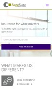 How sagesure.com looks like on a mobile device such as an iPhone.