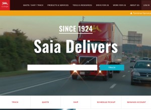 How saia.com looks like on a tablet such as an iPad.