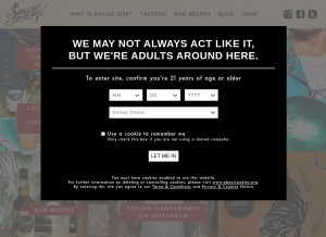 How sailorjerry.com looks like on a tablet such as an iPad.