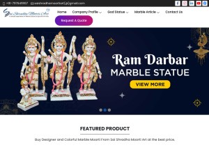 How saishradhamoortiart.com looks like on a tablet such as an iPad.