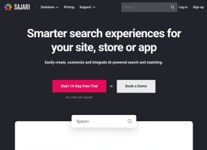 How sajari.com looks like on a tablet such as an iPad.