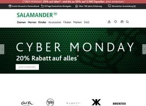 How salamander.de looks like on a tablet such as an iPad.
