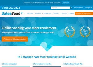How salesfeed.com looks like on a tablet such as an iPad.