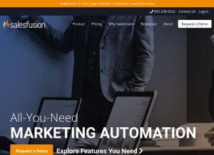 How salesfusion.com looks like on a tablet such as an iPad.