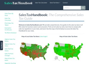 How salestaxhandbook.com looks like on a tablet such as an iPad.