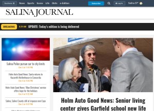 How salina.com looks like on a tablet such as an iPad.